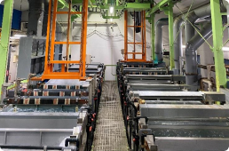 アルミニウム上電気ニッケル（電気銅めっき）の設備